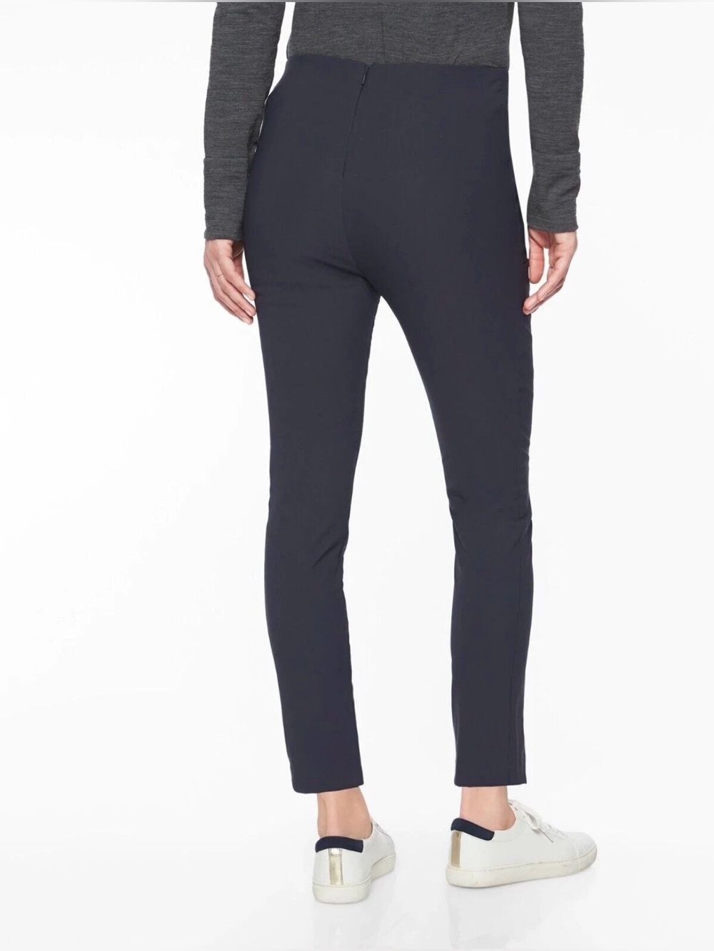 ATHLETA Wander Slim Ankle Pants Size 12 Stretch Blue Pockets Zip #353450